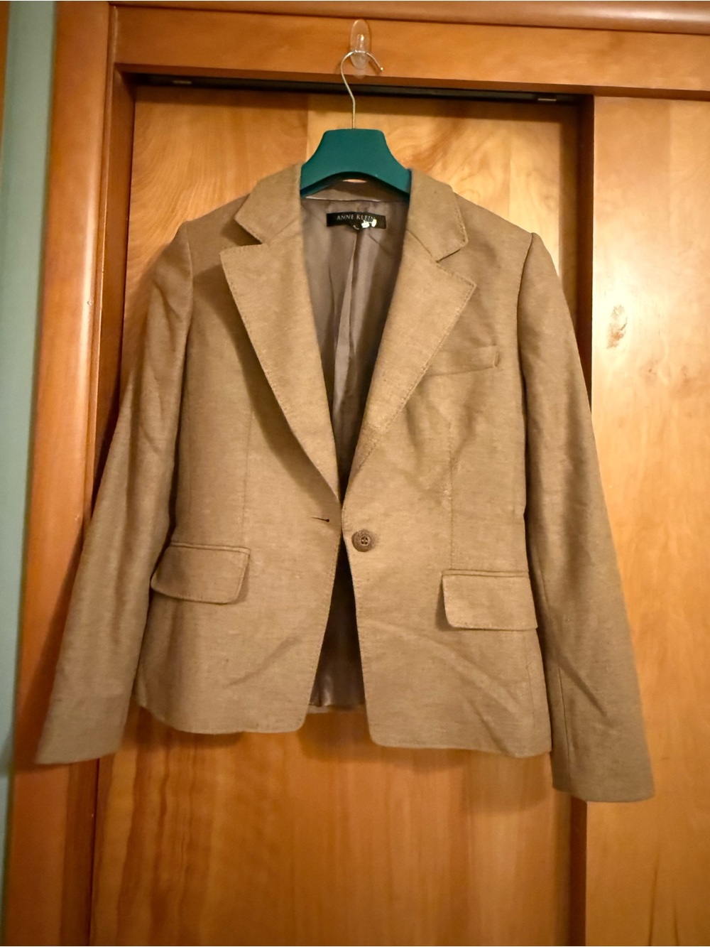 Anne Klein women’s Tan Blazer - Classic Single-Button Suit Jacket